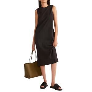 Everlane The Weekend Tank Dress Midi Black Crew Neck Organic Cotton Medium